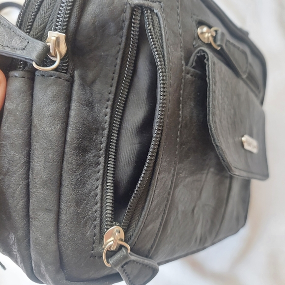 Women's MultiSac Zippy Crossbody Bag Black Silver Tone - Picture 10 of 14